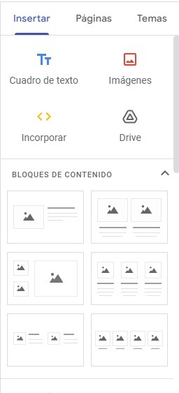 Barra lateral de google sites