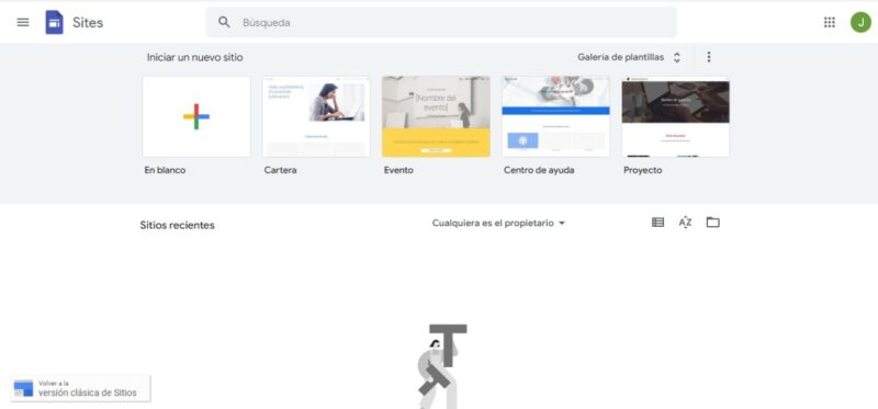 Página principal de Google Sites