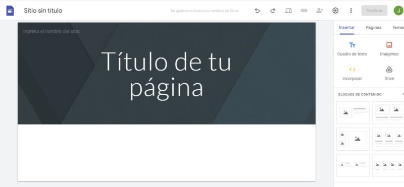 Primera página de google sites