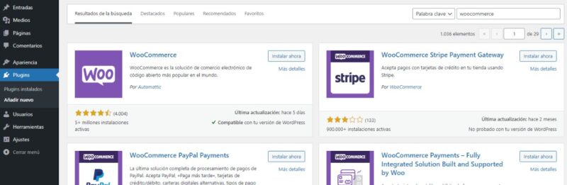 Creación de WooCommerce